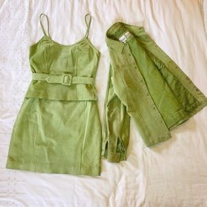 Vintage Lime Green Suede Matching Set